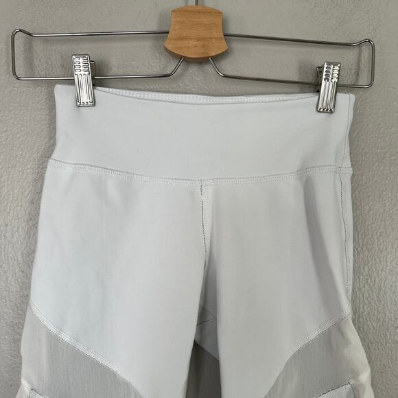 ASTERIA Zig Zag Leggings Women's Size XS White Power Mesh Inserts Made in USA - Picture 3 of 11